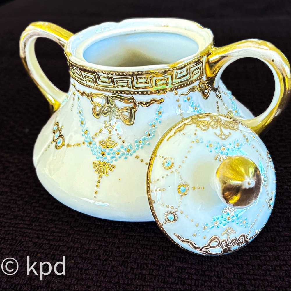 Vintage 3 Pc Sugar & Creamer Mikado Extra Hand Painted, including Gold Beading - Picture 8 of 10